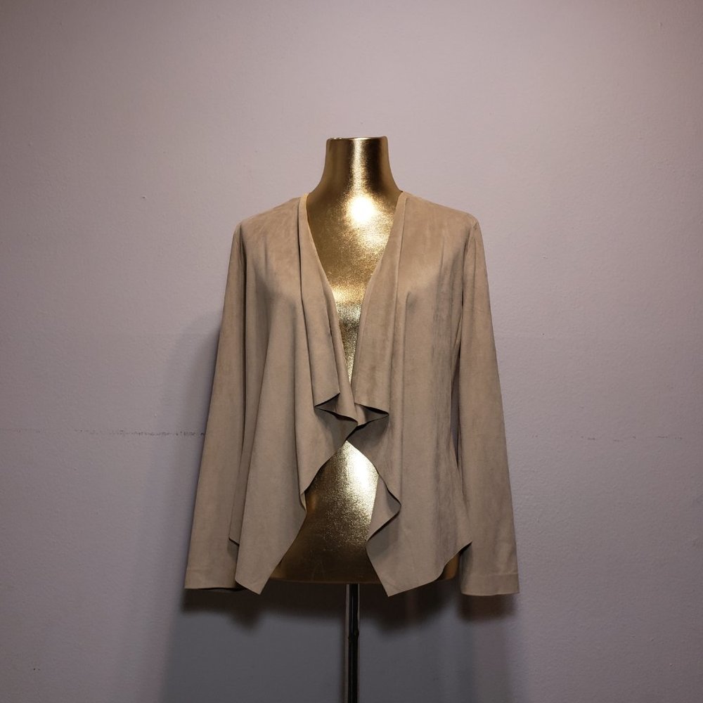 ZARA Tan Suede Drape Cardigan